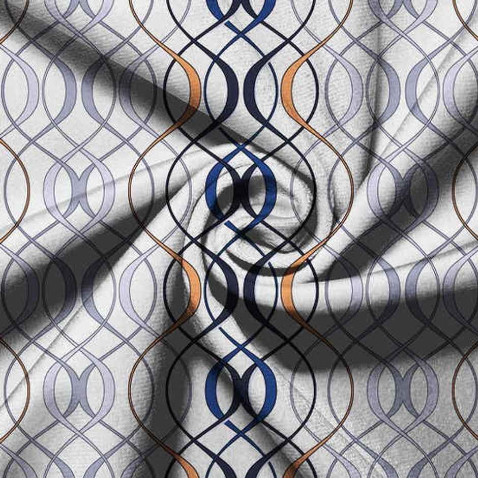 Elegant Weavers Oslo Double Geometric Bedsheet | With 2 Pillow Covers | Blue and White | 91 x 85 in