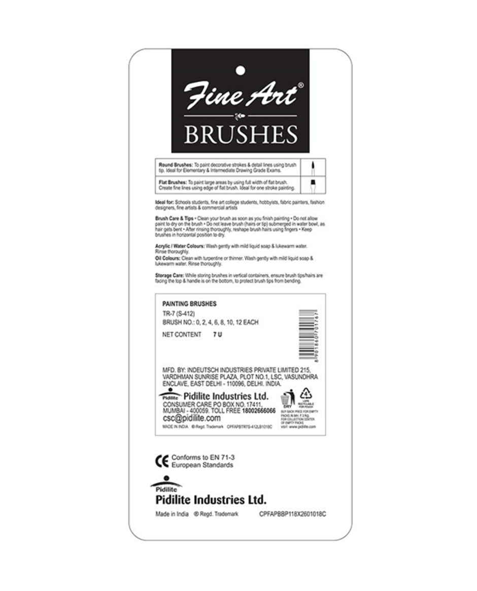 Fine Art High-Quality Painting Round Shape Brushes (Set Of 7 Size: 024681012)