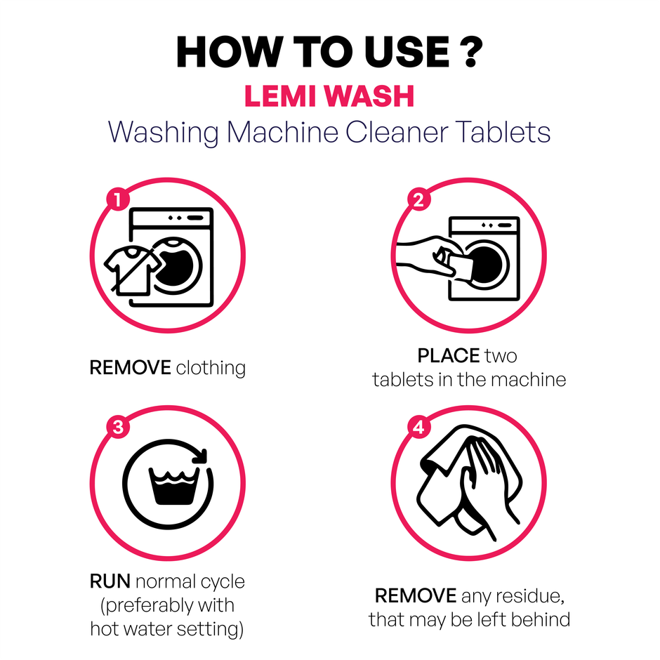 Lemiwash Washing Machine Cleaner 10 Tablets | Eliminates Odor | For Front And Top Loading
