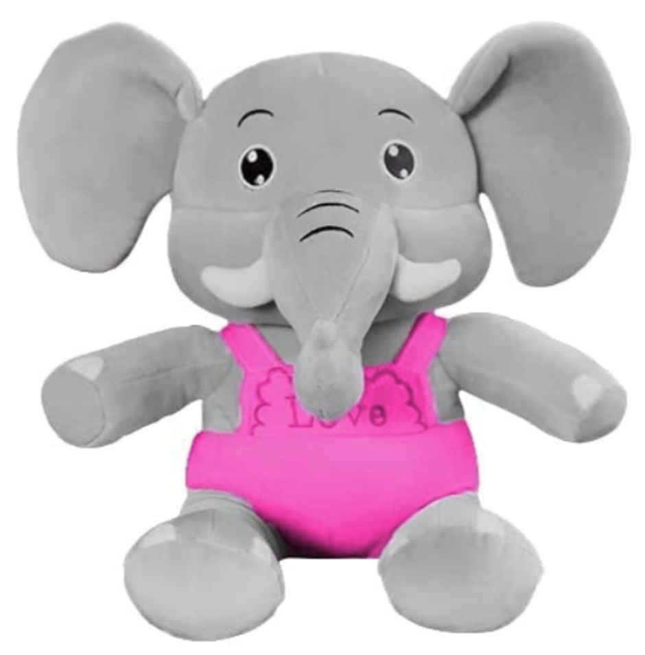 DearJoy Elephant In Dress Soft Toy - Pink & Grey