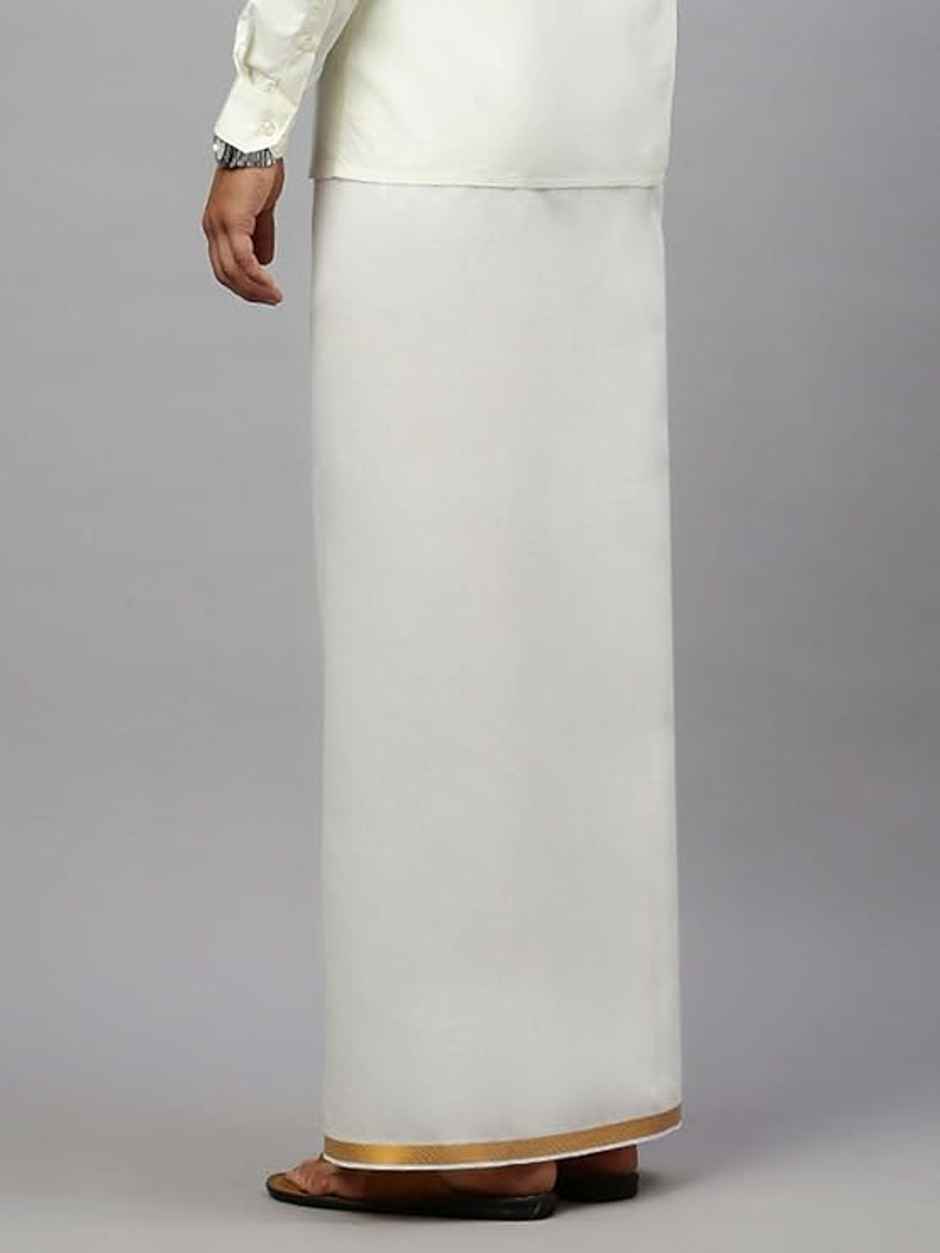 Mad Over Men s White Print Dhoti