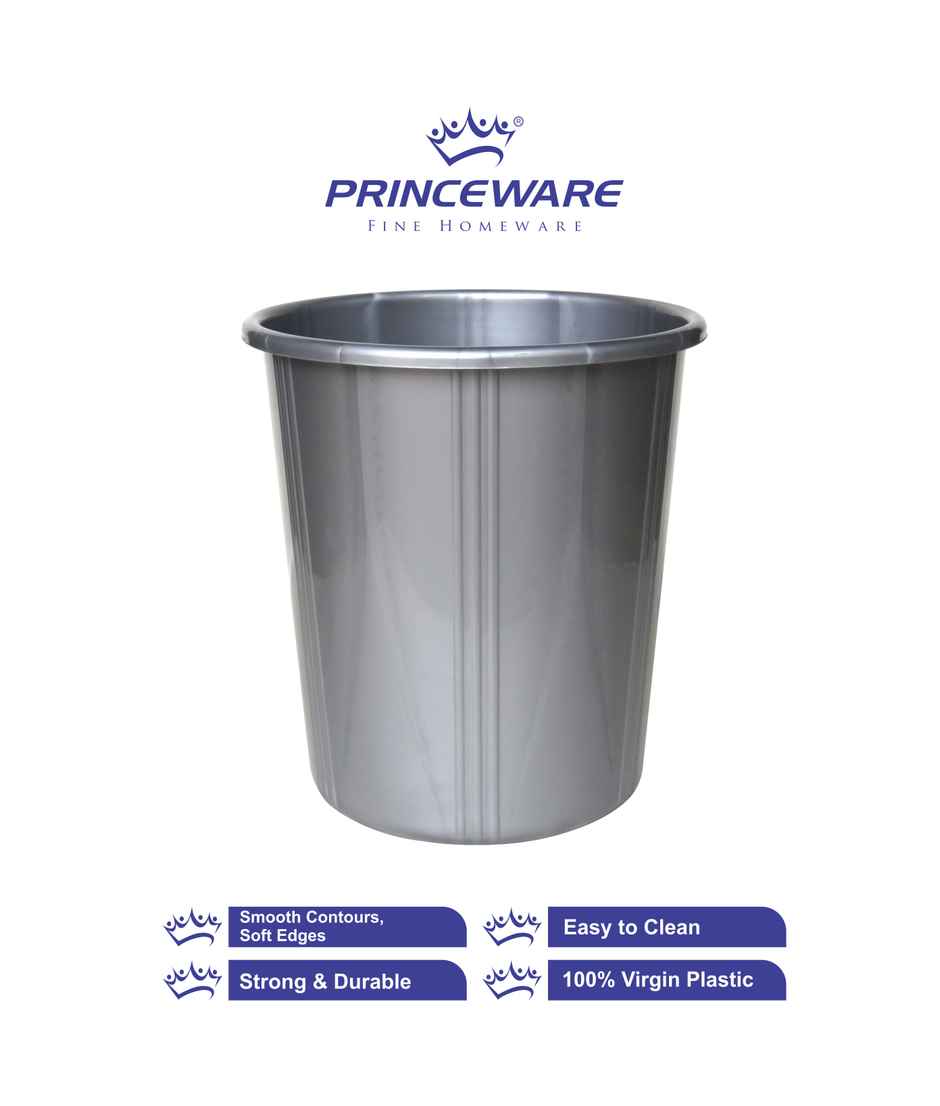 Princeware Garbage Bucket/round Dustbin- 12 Liters- Grey