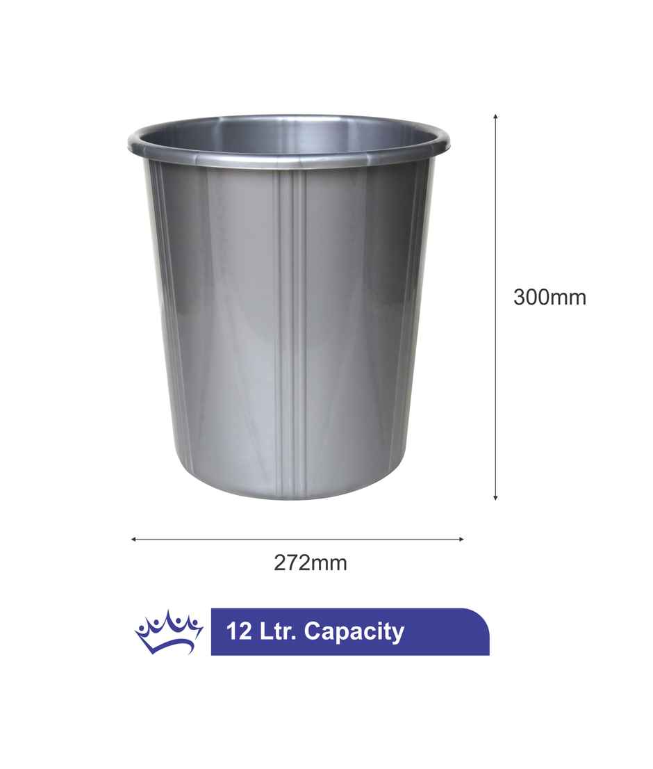 Princeware Garbage Bucket/round Dustbin- 12 Liters- Grey