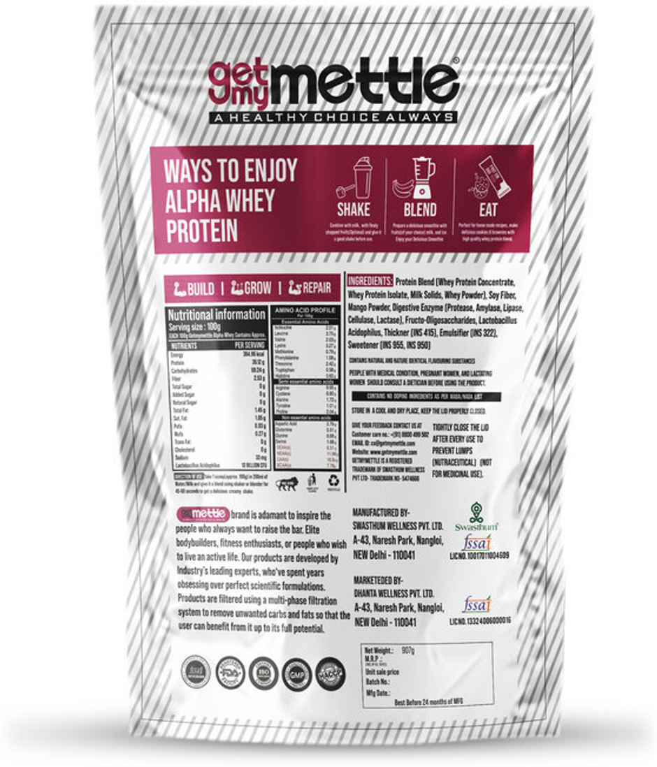 Getmymettle Alpha Whey Protein (Mystic Mango)