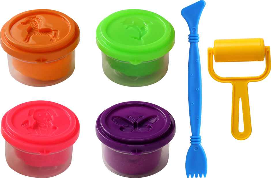 Faber-Castell Little Creatives Modelling Dough Neon Glitter Set Of 4