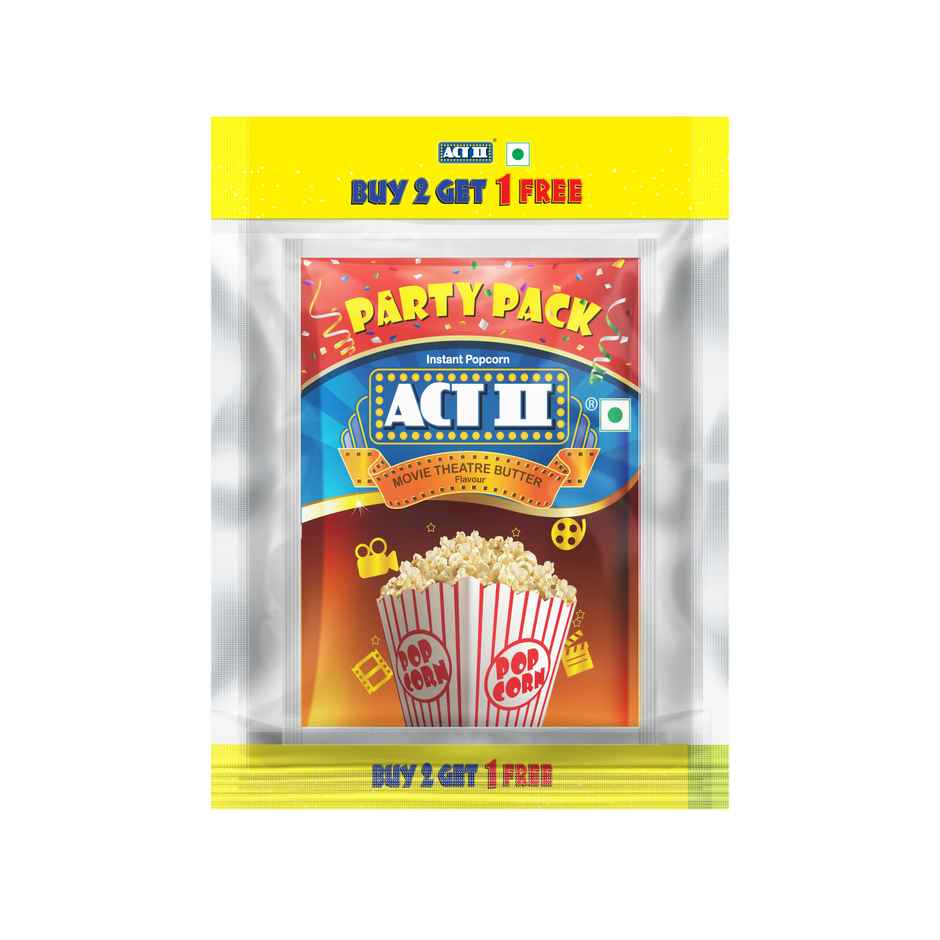 Act II Instant Popcorn | Movie Theatre Butter | Party Pack | Ready in 3 mins | Buy 2 Get 1