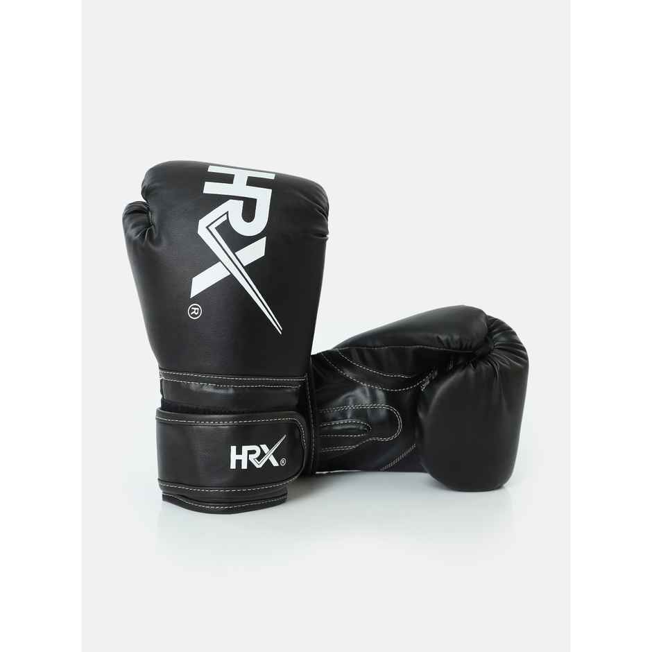 HRX Boxing Gloves 444 PU Leather | 12oz | Black