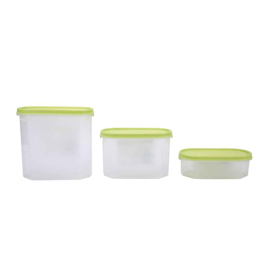 Princeware Easy Store Oval Container Set 3 Pcs | 600ml |1200 ml |1800 ml- Green