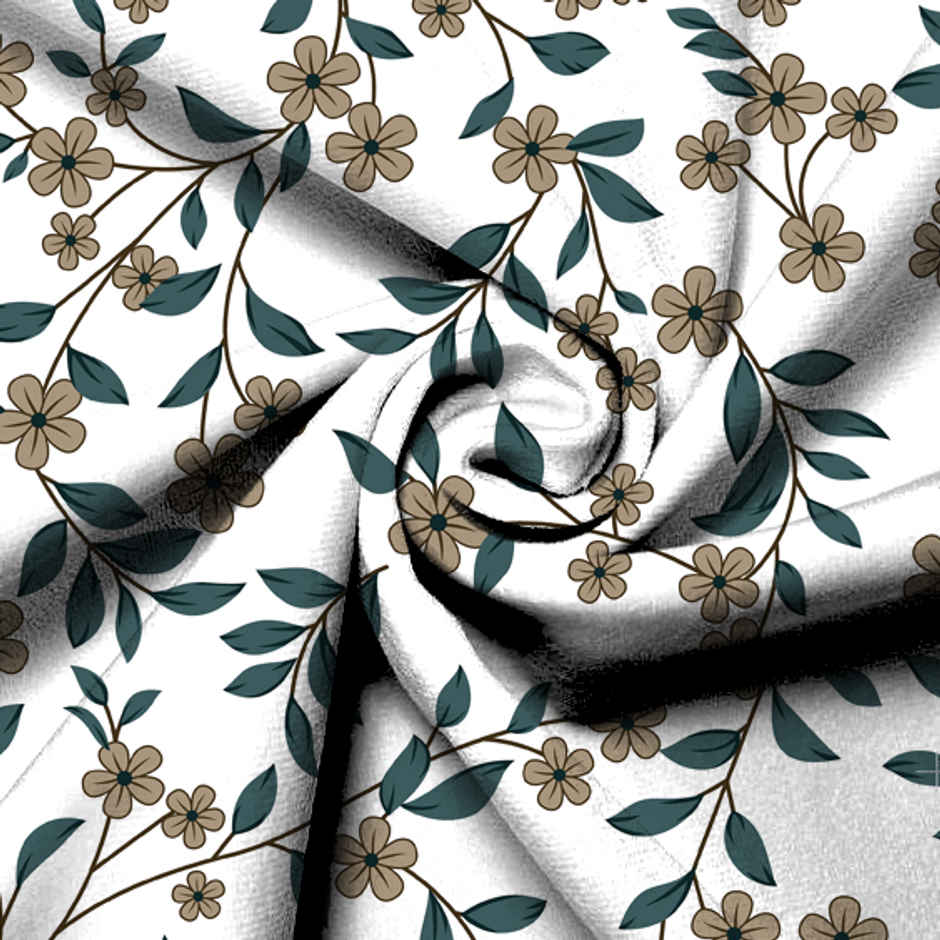 Elegant Weavers Vilnius Double Floral Bedsheet | With 2 Pillow Covers | White & Green | 87 x 98 in