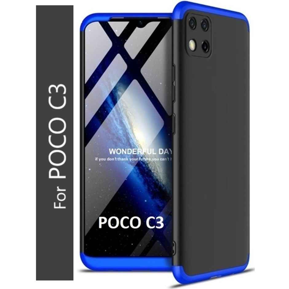 Kwine Case Poco C3 Back Cover - 360 Degree Case - Blue Color