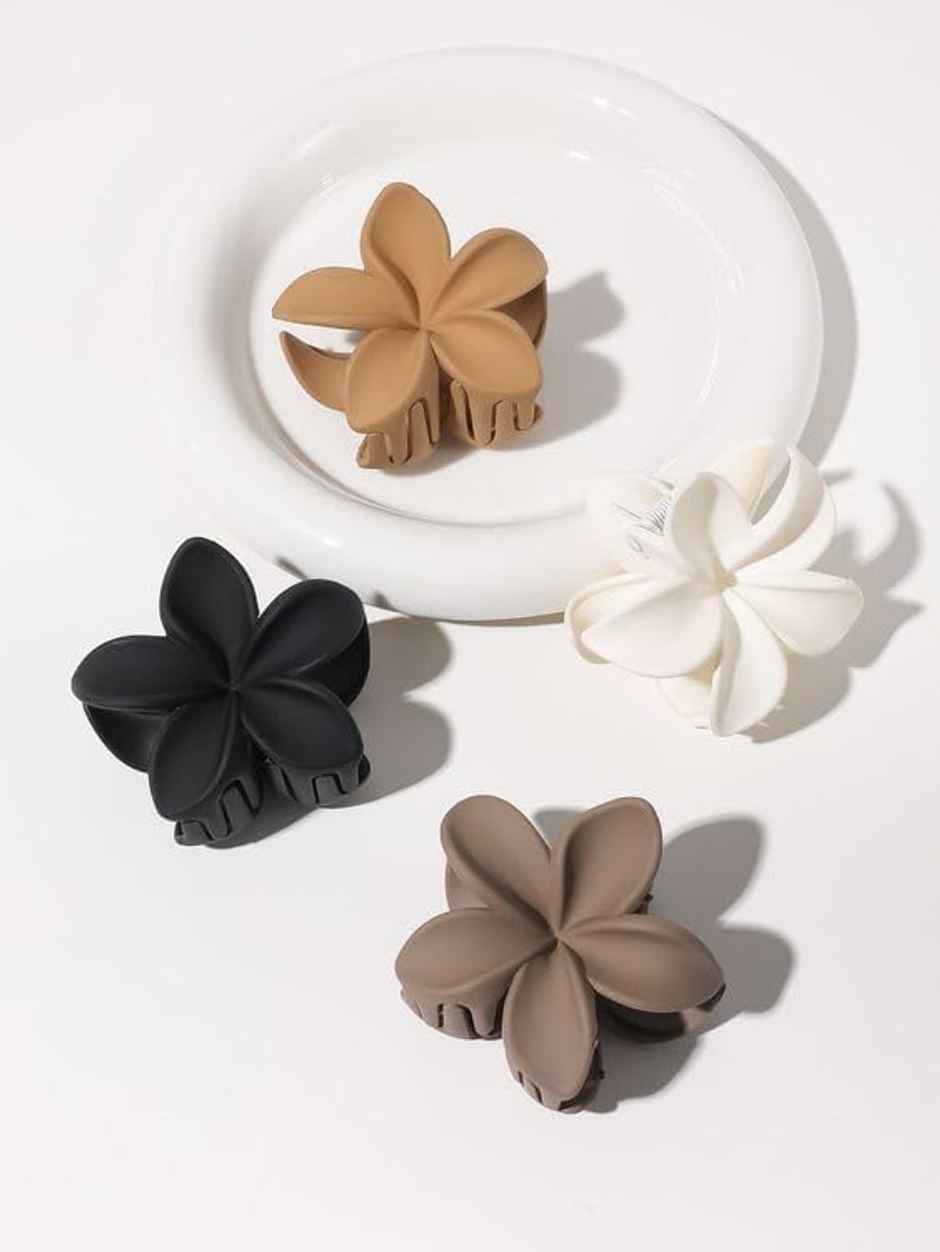 Bronson Professional 6 Pcs Hair Claw Clips Small Matte Flower Hair Clutcher - Multicolour