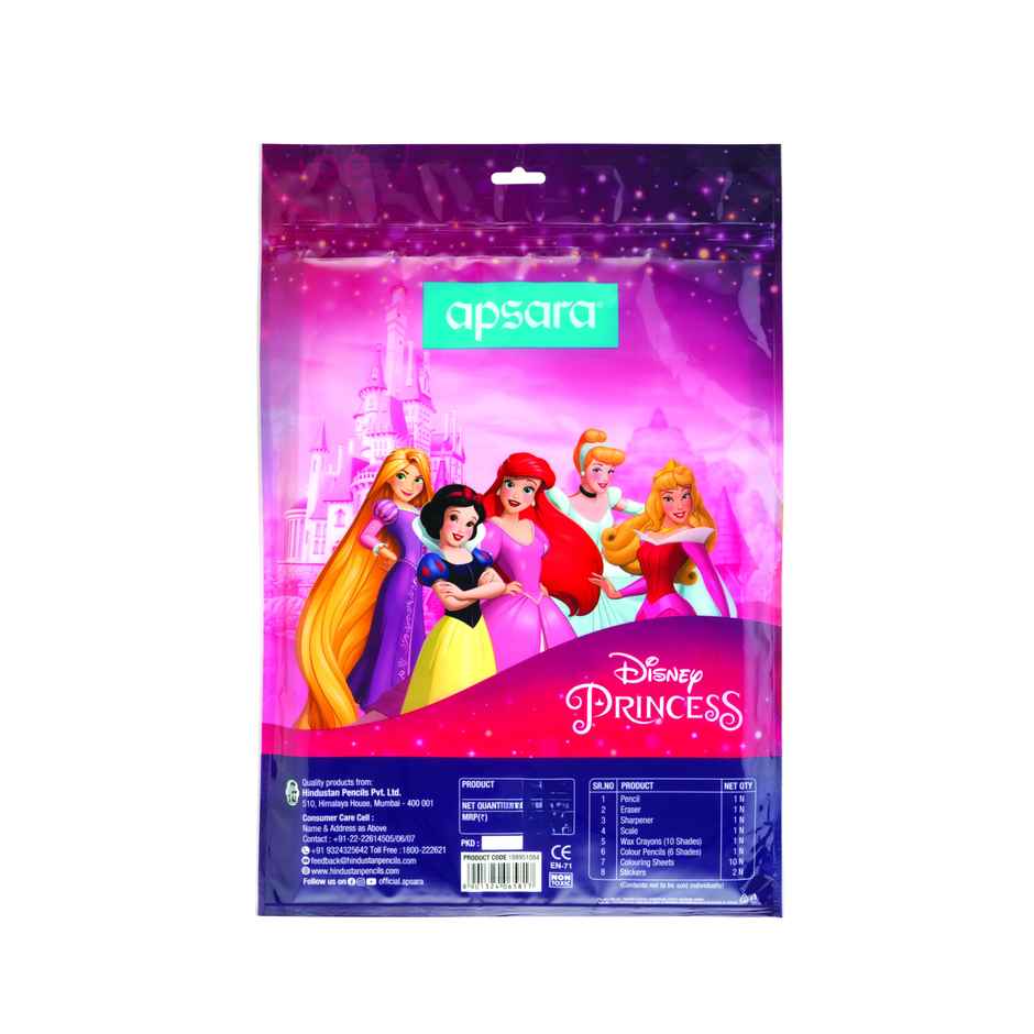 Apsara Disney Princess Kit | Combination of 8 Stationery Items | Perfect Value Pack