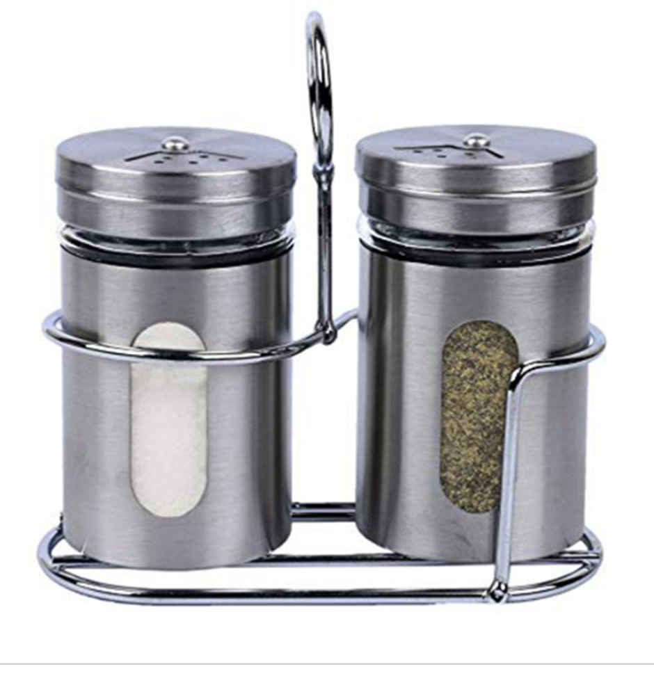 Soham Housewares Glass Spice Jar Set With Rack - 2 pcs