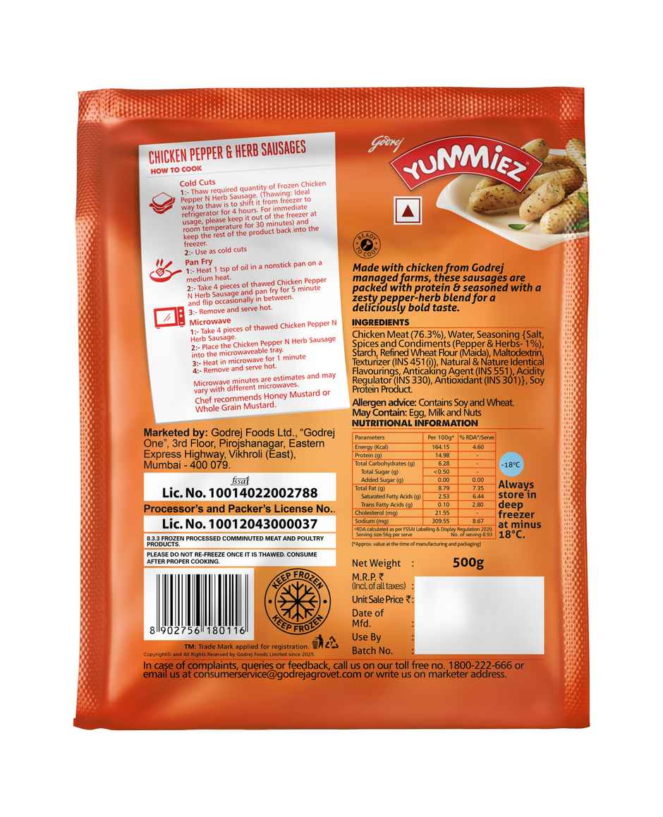 Godrej yummiez Pepper and Herb Sausages