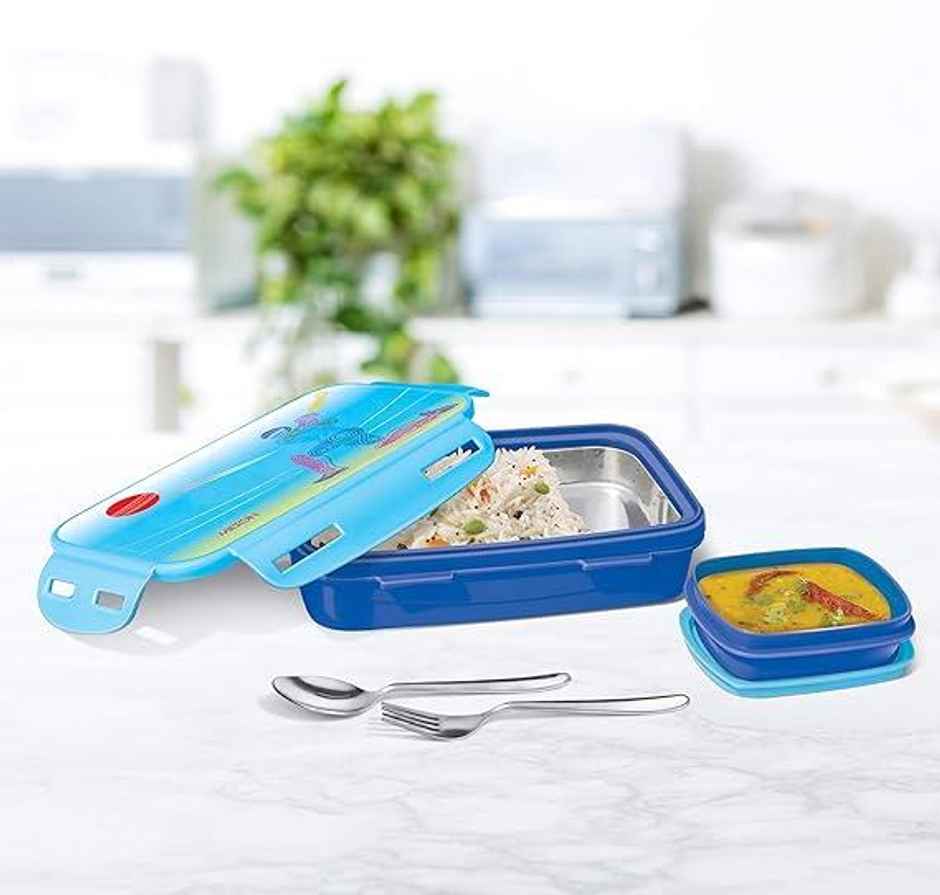 Milton Steely Deluxe Mini Inner Steel Kids Tiffin Box | 400 ml - Assorted Design & Color