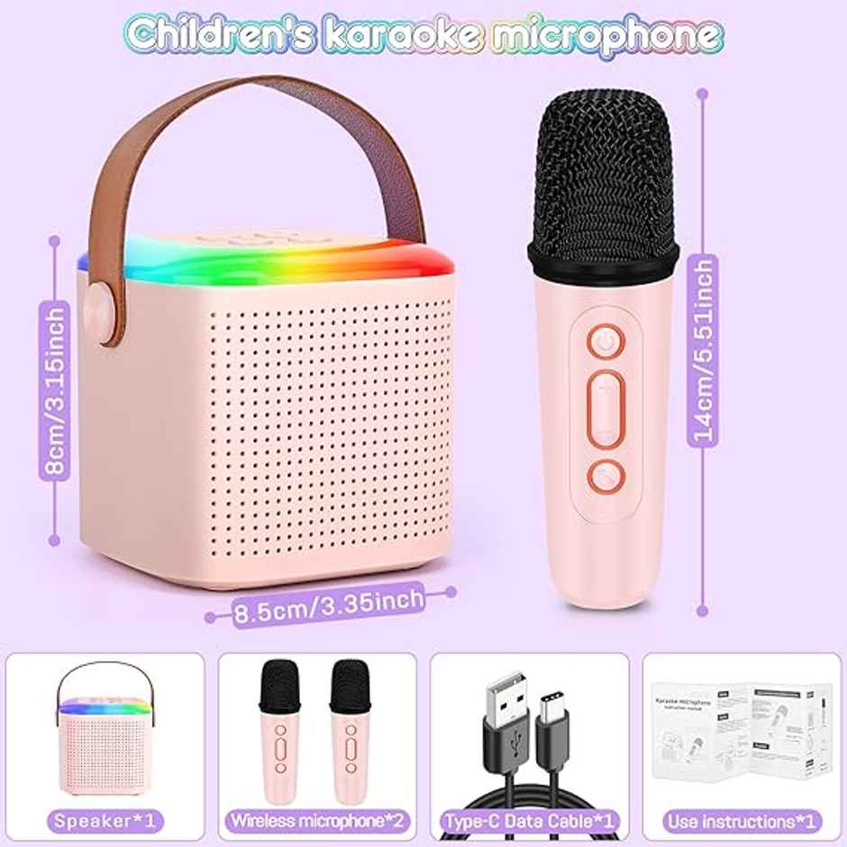 Kidara Karaoke Bluetooth Speaker with 2 Mics- Sing Square (Multicolor)