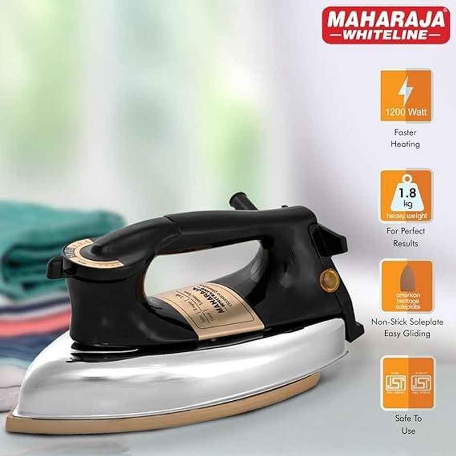 Maharaja Whiteline Classico Plancha Dry Iron - 1200 W | Non Stick Soleplate