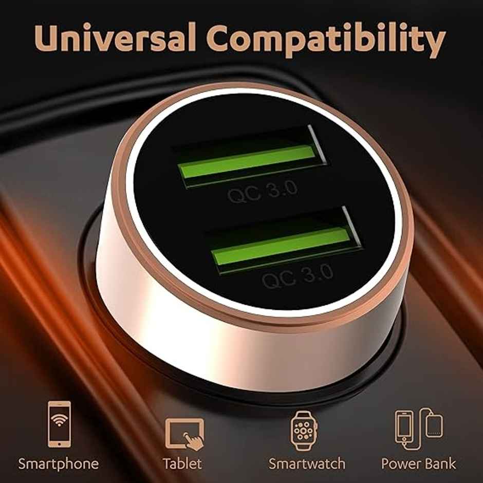 Duracell 36W Fast Car Charger Compatible With Smartphones | Tablets & More-Copper Black