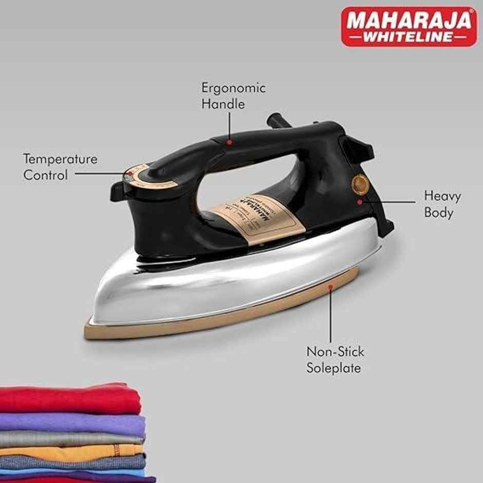 Maharaja Whiteline Classico Plancha Dry Iron - 1200 W | Non Stick Soleplate