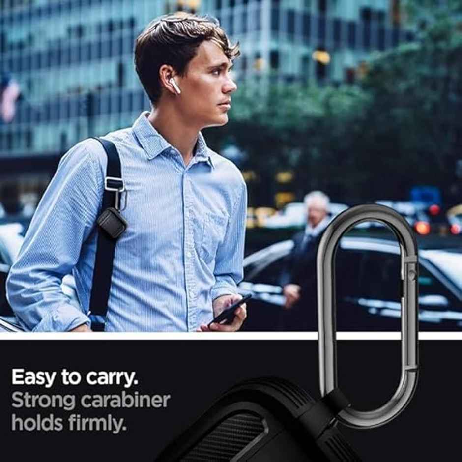 Sounce AirPods 1-2 Case cover with Carabiner,Shockproof|Wireless Charging | LED Visible | Carbon Series, Black