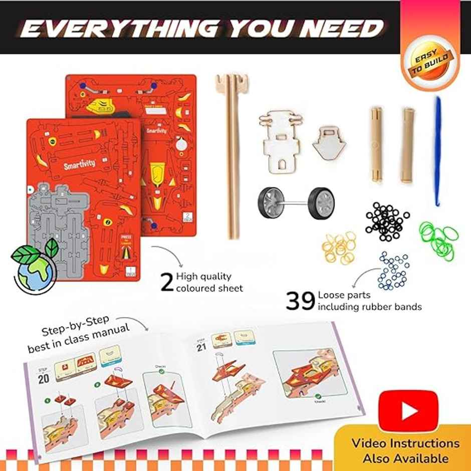 Smartivity F1 Racing Car Toy With Launcher, Fun & Educational Diy - Smrt1109