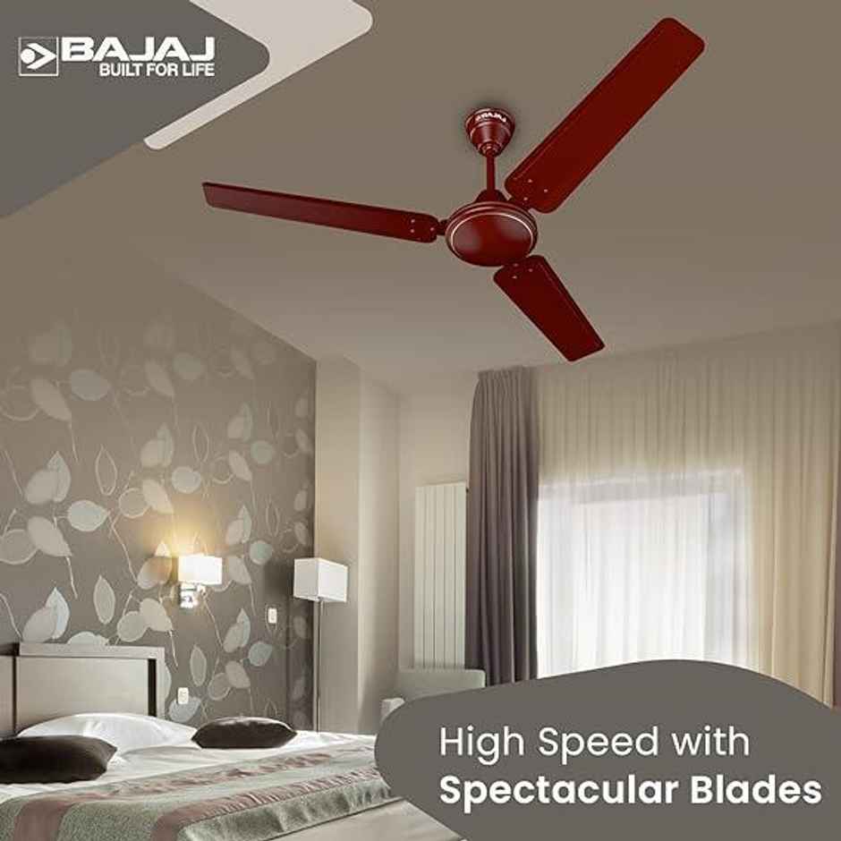 Bajaj Frore Turbo Ceiling Fans, 52 watts, 1200mm/48 Inches, Energy Efficient Ceiling Fan | Rust Free Coating For Long Life - Brown