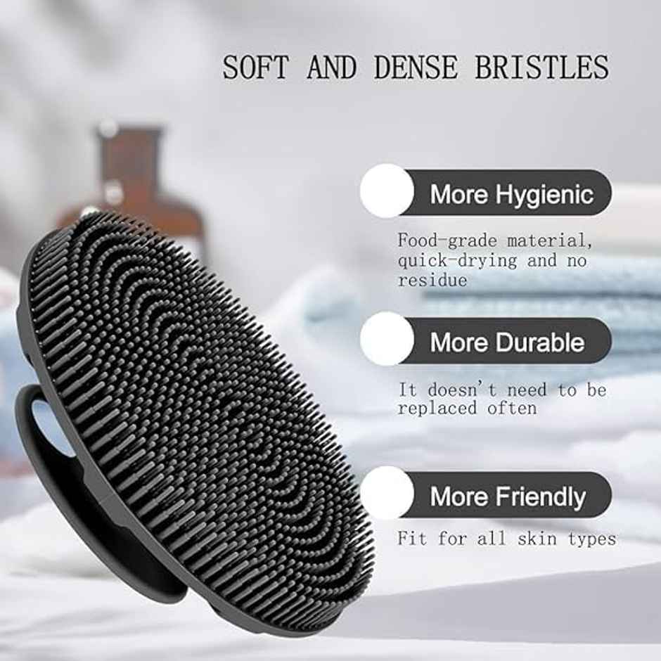 Bronson Professional Silicone Body Scrubber Bath Brush Buffer Exfoliating Skin with No-Slip Handle