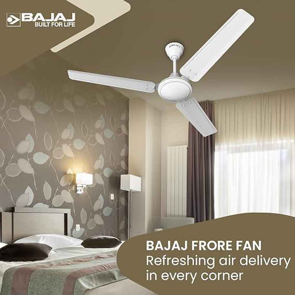 Bajaj Frore Ceiling Fan ,52 Watts, 1200mm/48 Inches, Energy Efficient Ceiling Fan | Rust Free Coating for Long Life - White