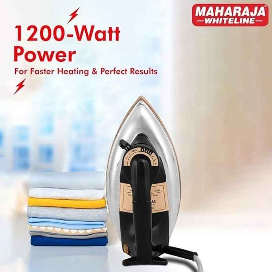 Maharaja Whiteline Classico Plancha Dry Iron - 1200 W | Non Stick Soleplate