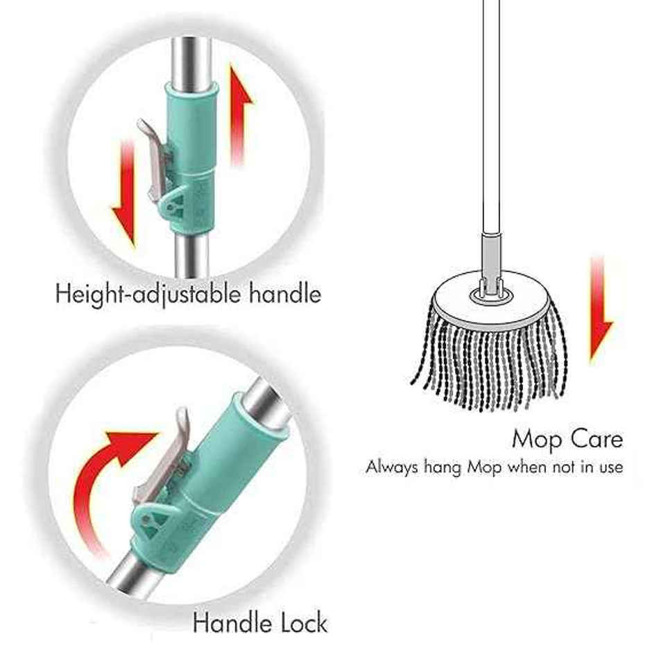 Spotzero By Milton Spin Mop Spares Set Handle With Microfibers Refill
