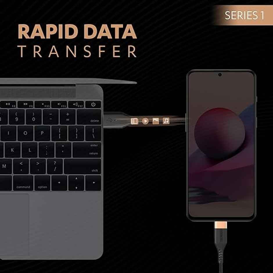 Duracell 3A Fast Charging Usb A To Type C Cable - Black