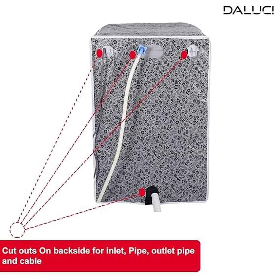 Daluci Washing Machine Cover For Lg Top Load - 6-7 kg | Black and Grey | 56 x 56 x 85 cm