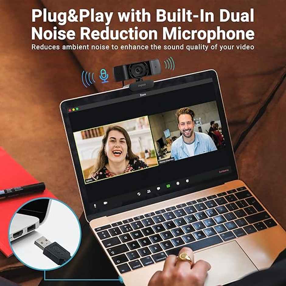 Rapoo C200 Web Camera 720P | HD Webcam with Microphone | 100-degree Wide Angle lens