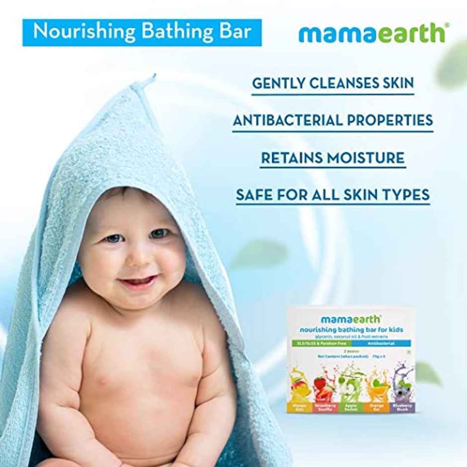 Mamaearth Fruit Based Nourishing Clear Bathing Bar Baby Soap With Glycerine For Kids
