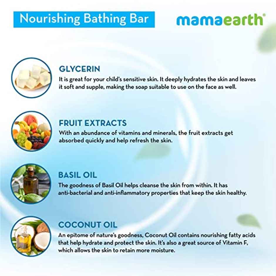 Mamaearth Fruit Based Nourishing Clear Bathing Bar Baby Soap With Glycerine For Kids