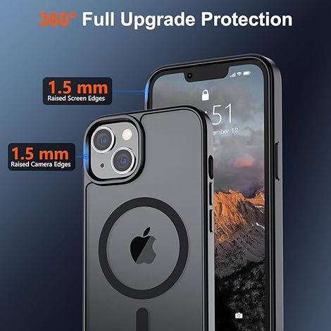 Sounce MagSafe Shockproof Case for iPhone 14-13 | Scratch-Resistant | Drop Protection | Matte Black