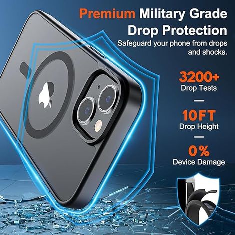 Sounce MagSafe Shockproof Case for iPhone 14-13 | Scratch-Resistant | Drop Protection | Matte Black
