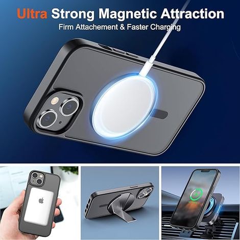 Sounce MagSafe Shockproof Case for iPhone 14-13 | Scratch-Resistant | Drop Protection | Matte Black