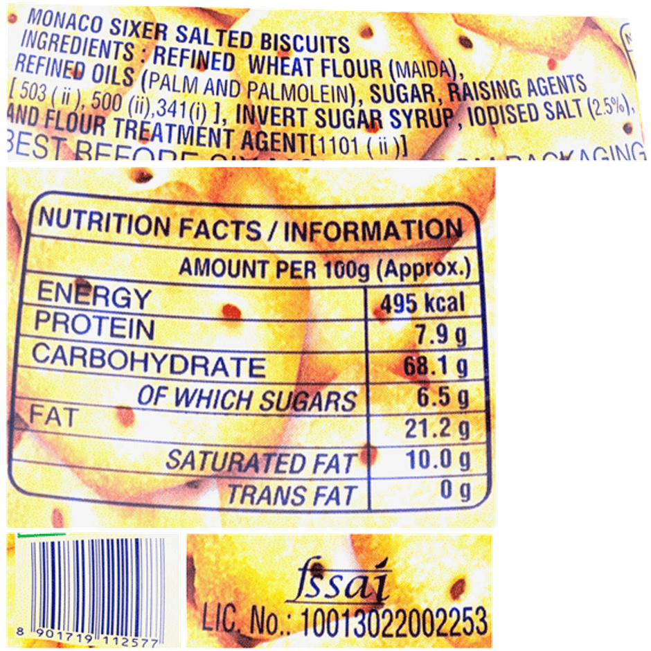 Parle Monaco Sixer Salted Plain Crackers | Trans Fat-free Combo