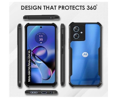 Kwine Case Motorola Moto G54 / G64 Back Cover - Black Bordered Transparent Case