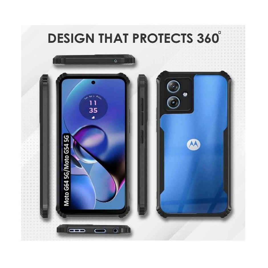 Kwine Case Motorola Moto G54 / G64 Back Cover - Black Bordered Transparent Case