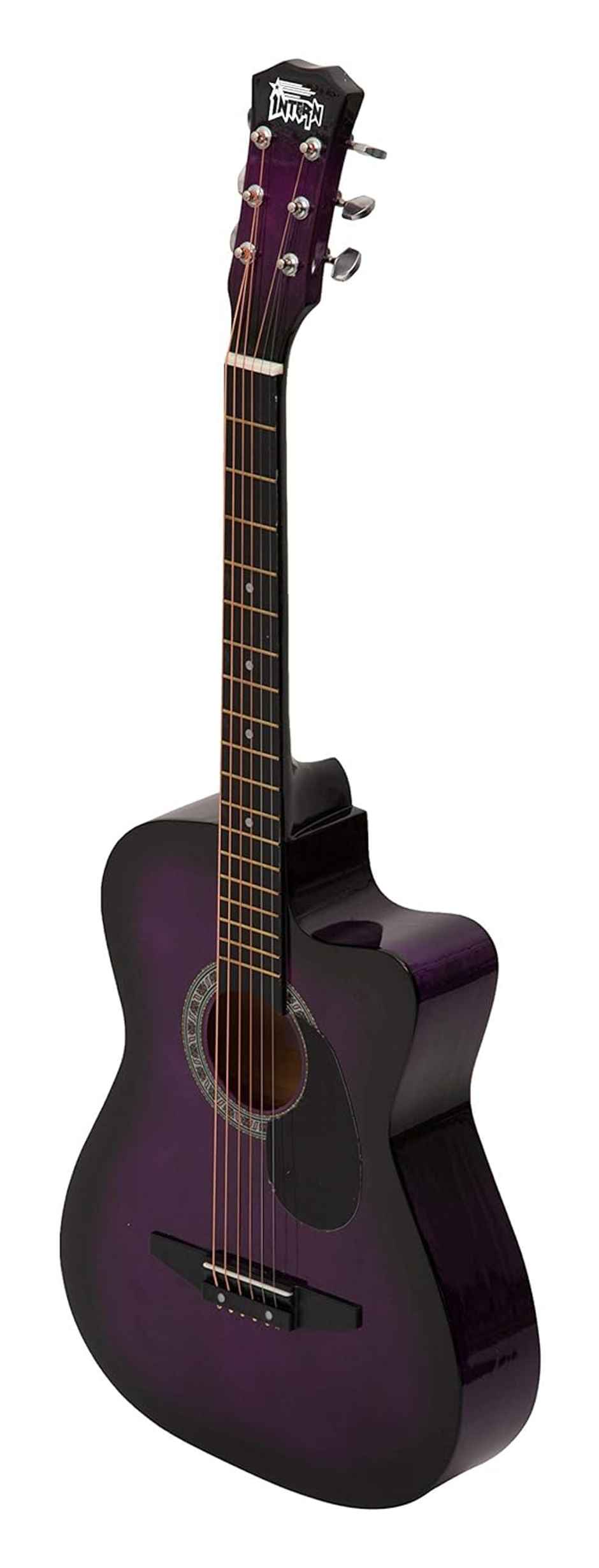 Intern Int-38C-Vt-G 38 Inch Right Handed Lindenwood Glossy Acoustic Guitar Kit | Violet