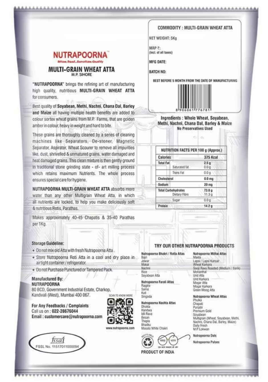 Nutrapoorna Multigrain Wheat Atta