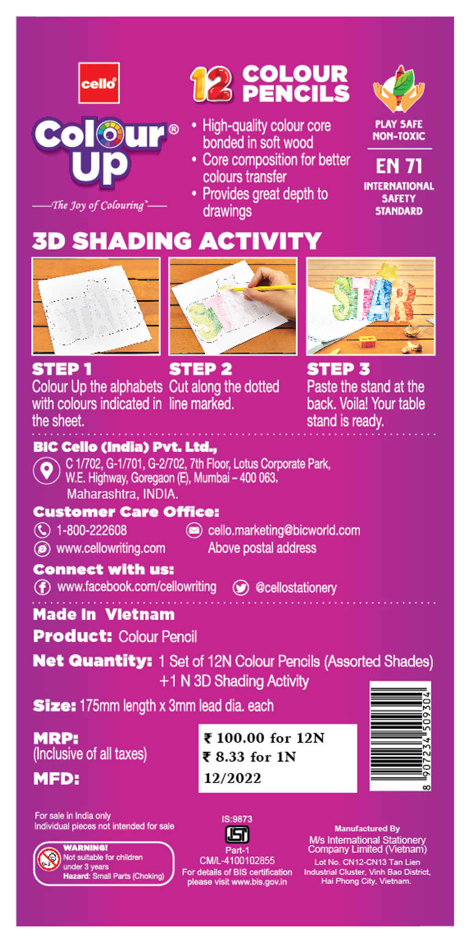 Cello ColourUp Colour Pencils-12 Shades