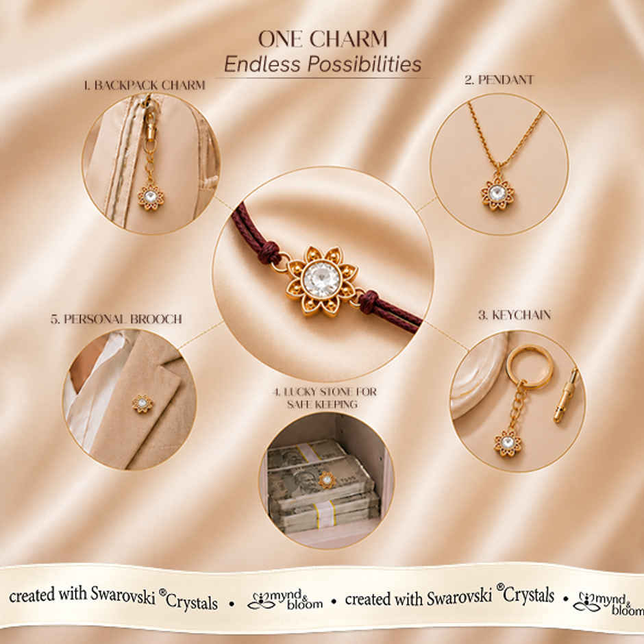 Created with Swarovski Crystals | Fleur de Lotus Rakhi | Carat Gold Plating
