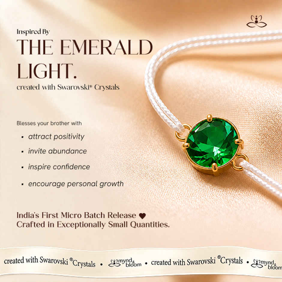 Created with Swarovski Crystals | Emerald Eclat Rakhi | Carat Gold Plating