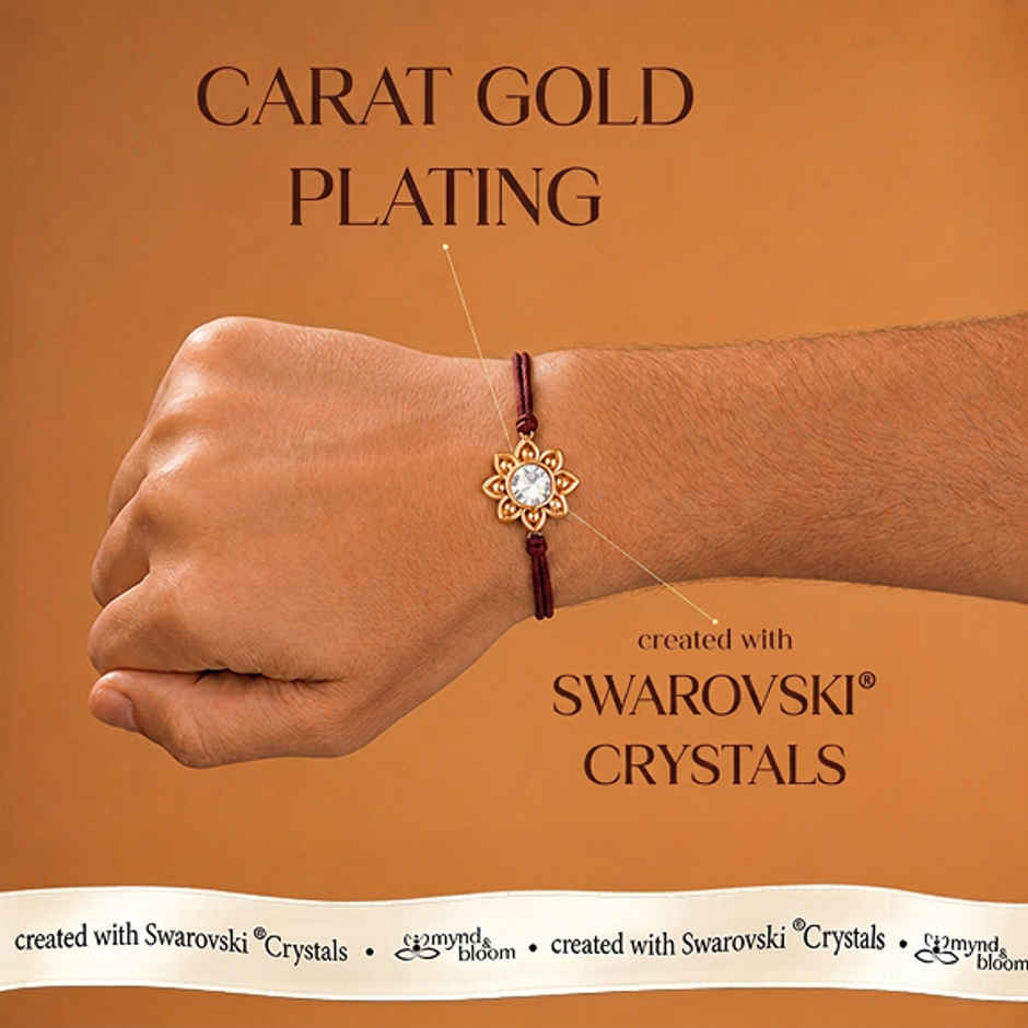 Created with Swarovski Crystals | Fleur de Lotus Rakhi | Carat Gold Plating