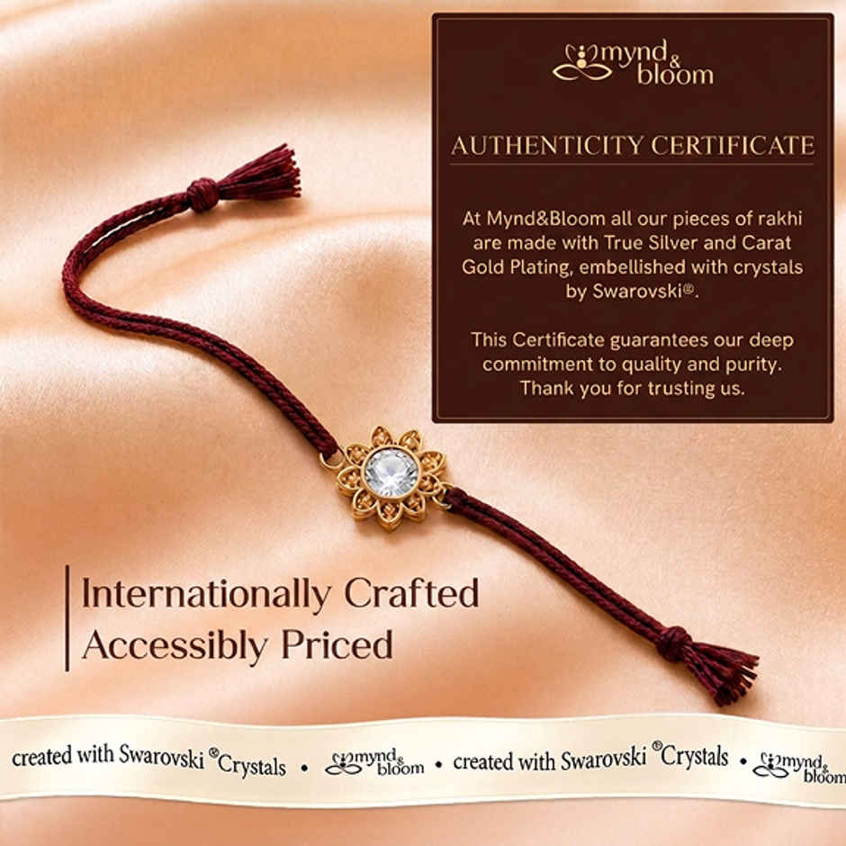 Created with Swarovski Crystals | Fleur de Lotus Rakhi | Carat Gold Plating
