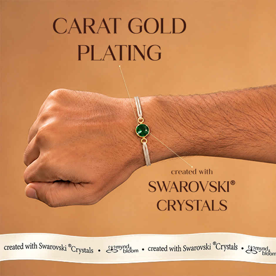 Created with Swarovski Crystals | Emerald Eclat Rakhi | Carat Gold Plating