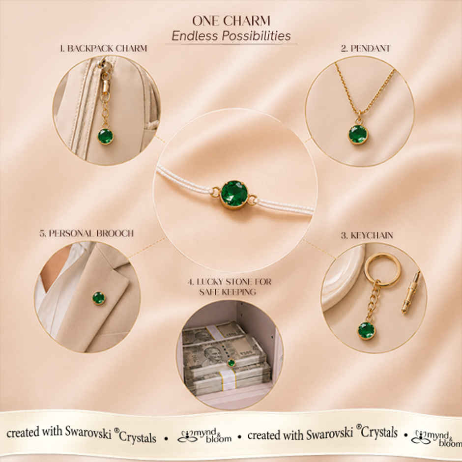 Created with Swarovski Crystals | Emerald Eclat Rakhi | Carat Gold Plating